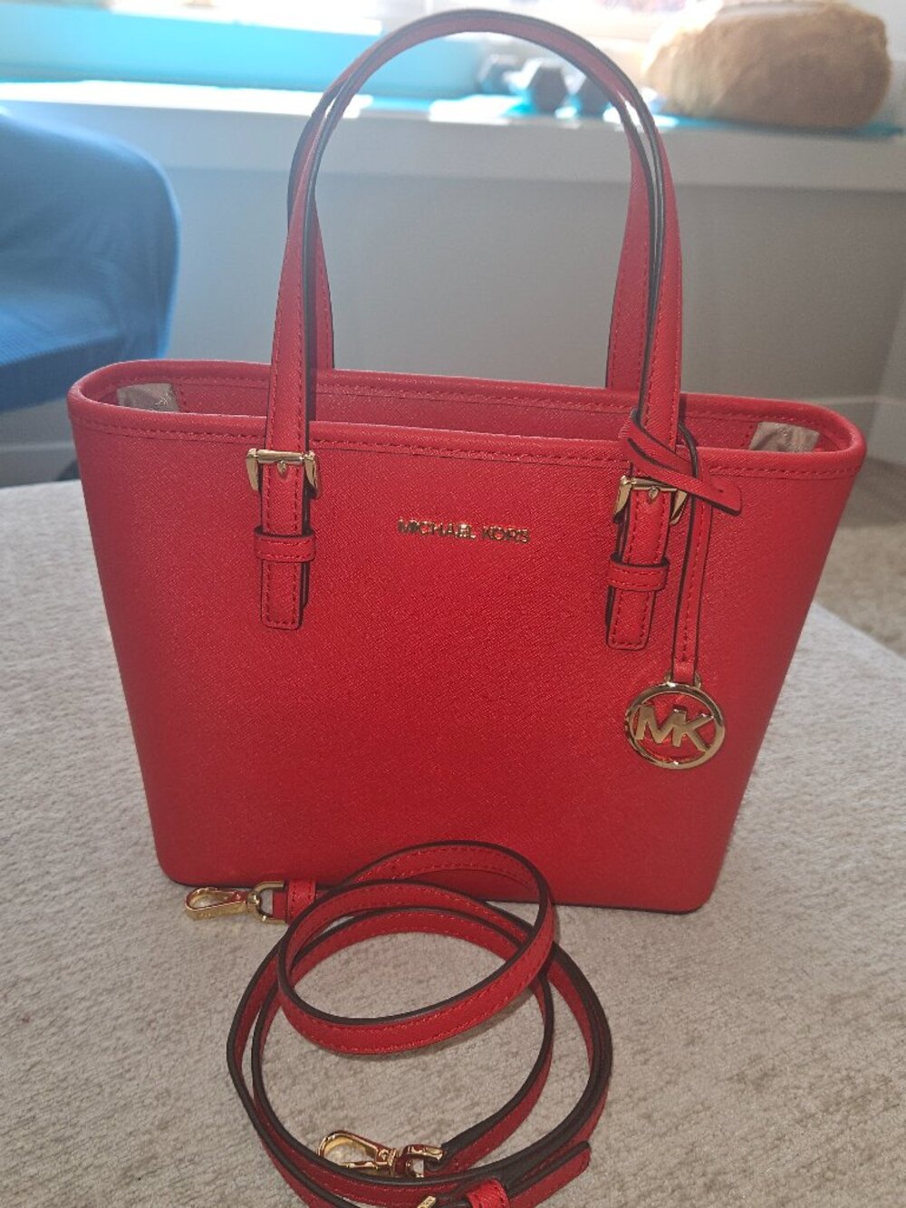 Michael Kors Red Extra Small Top Zip Tote
